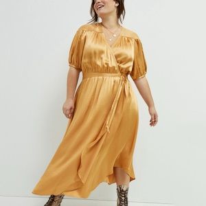 Anthropologie Katrina Midi Wrap Dress Gold Size 2X